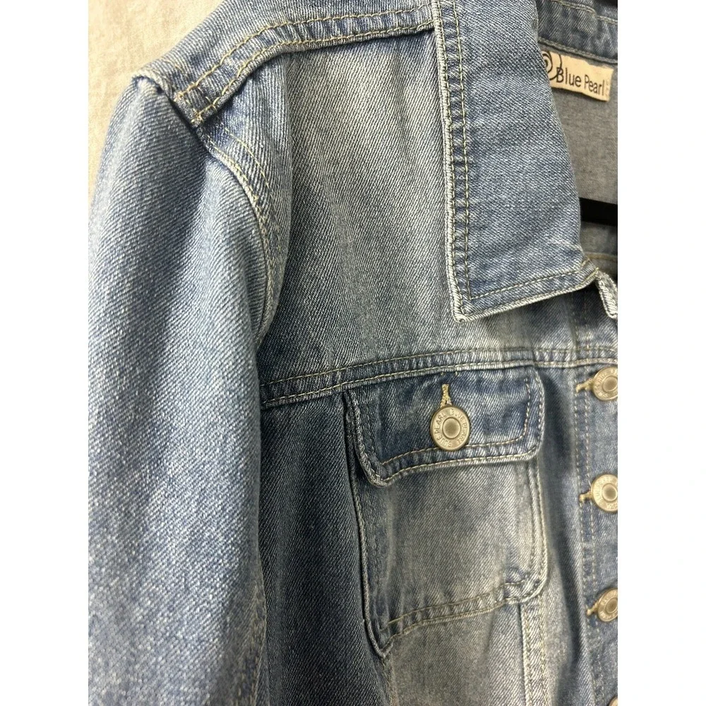 Blue Pearl Kids Denim Trucker Jacket Medium Wash Blue Cotton‎ Rayon Size 2XL